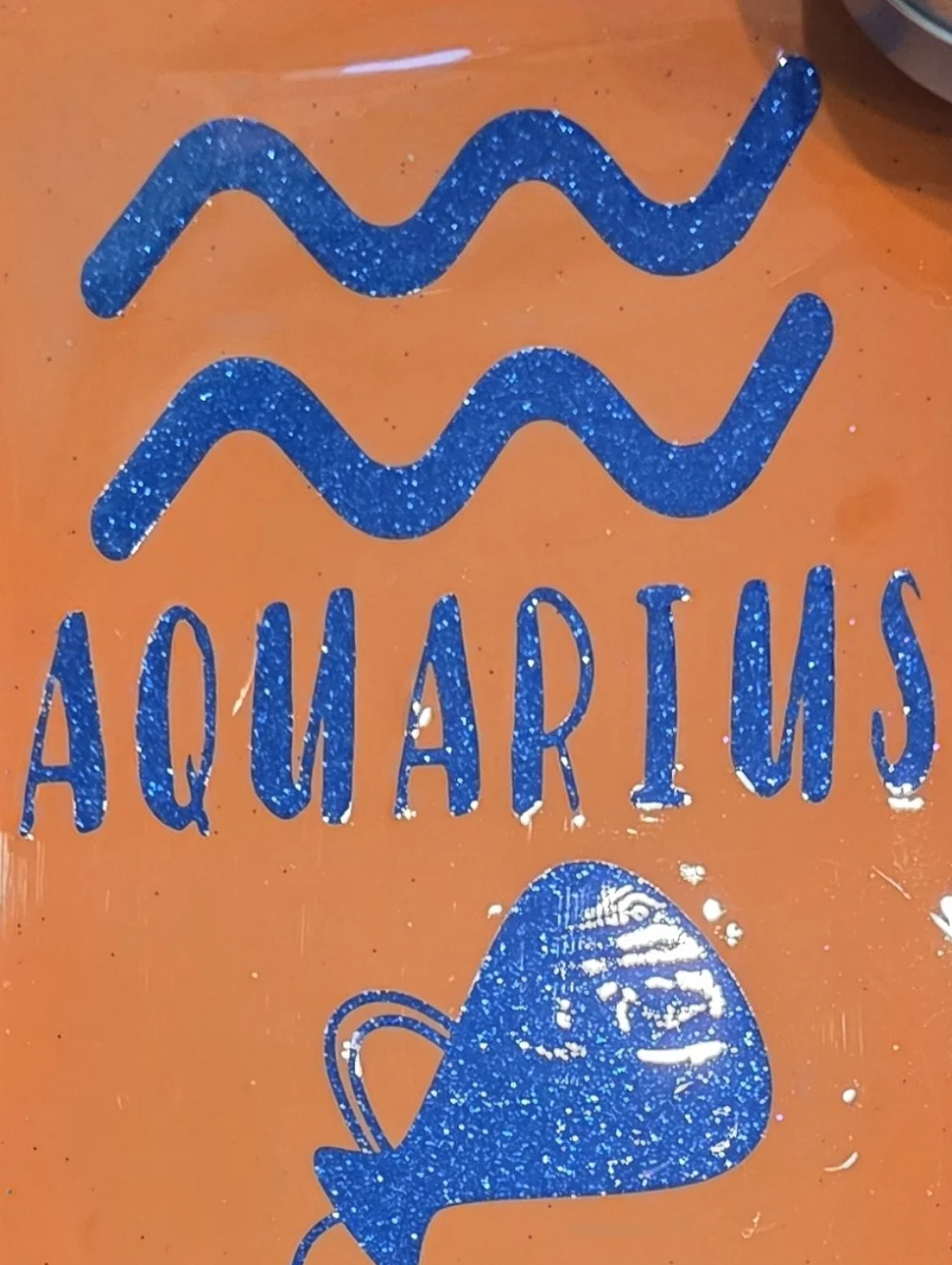 Aquarius Trinket Tray - Orange with Blue Glitter